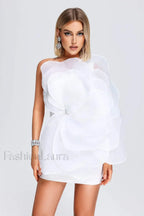 Carina One Shoulder Charming 3D Floral Dress