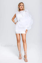 Carina One Shoulder Charming 3D Floral Dress