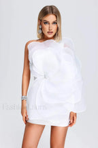 Carina One Shoulder Charming 3D Floral Dress