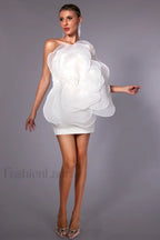 Carina One Shoulder Charming 3D Floral Dress