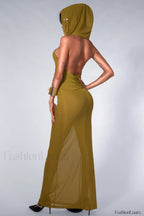 Carleigh Ruche Maxi Charming Dress With Headscarf