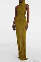 Carleigh Ruche Maxi Charming Dress With Headscarf