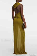 Carleigh Ruche Maxi Charming Dress With Headscarf