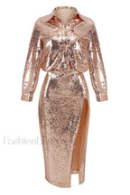 Carlotta Sequin Top Charming + Skirt Set