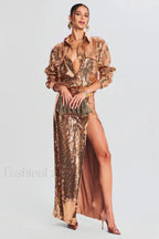 Carlotta Sequin Top Charming + Skirt Set XS / Champagne