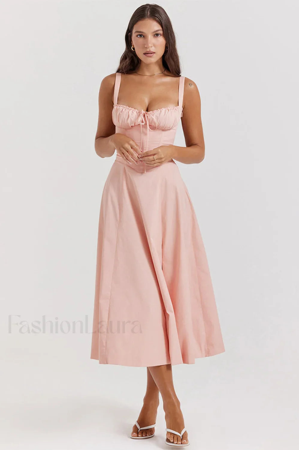 Carmen Elegant Bustier Sundress XS / Baby Pink