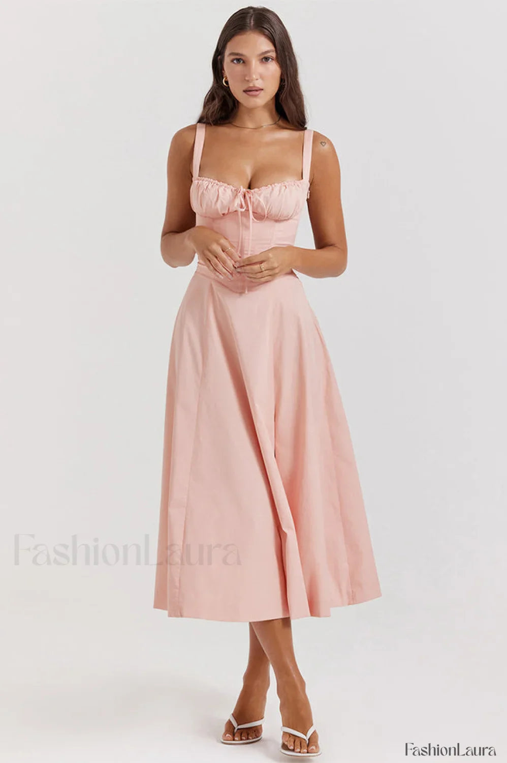 Carmen Elegant Bustier Sundress XS / Baby Pink