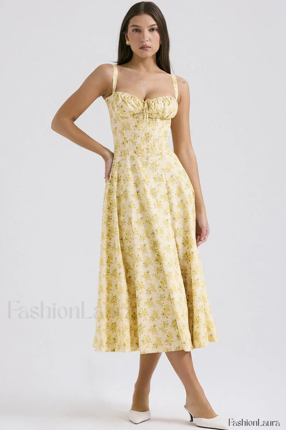 Carmen Elegant Bustier Sundress XS / Buttercup Vintage Floral Print