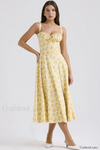 Carmen Elegant Bustier Sundress XS / Buttercup Vintage Floral Print