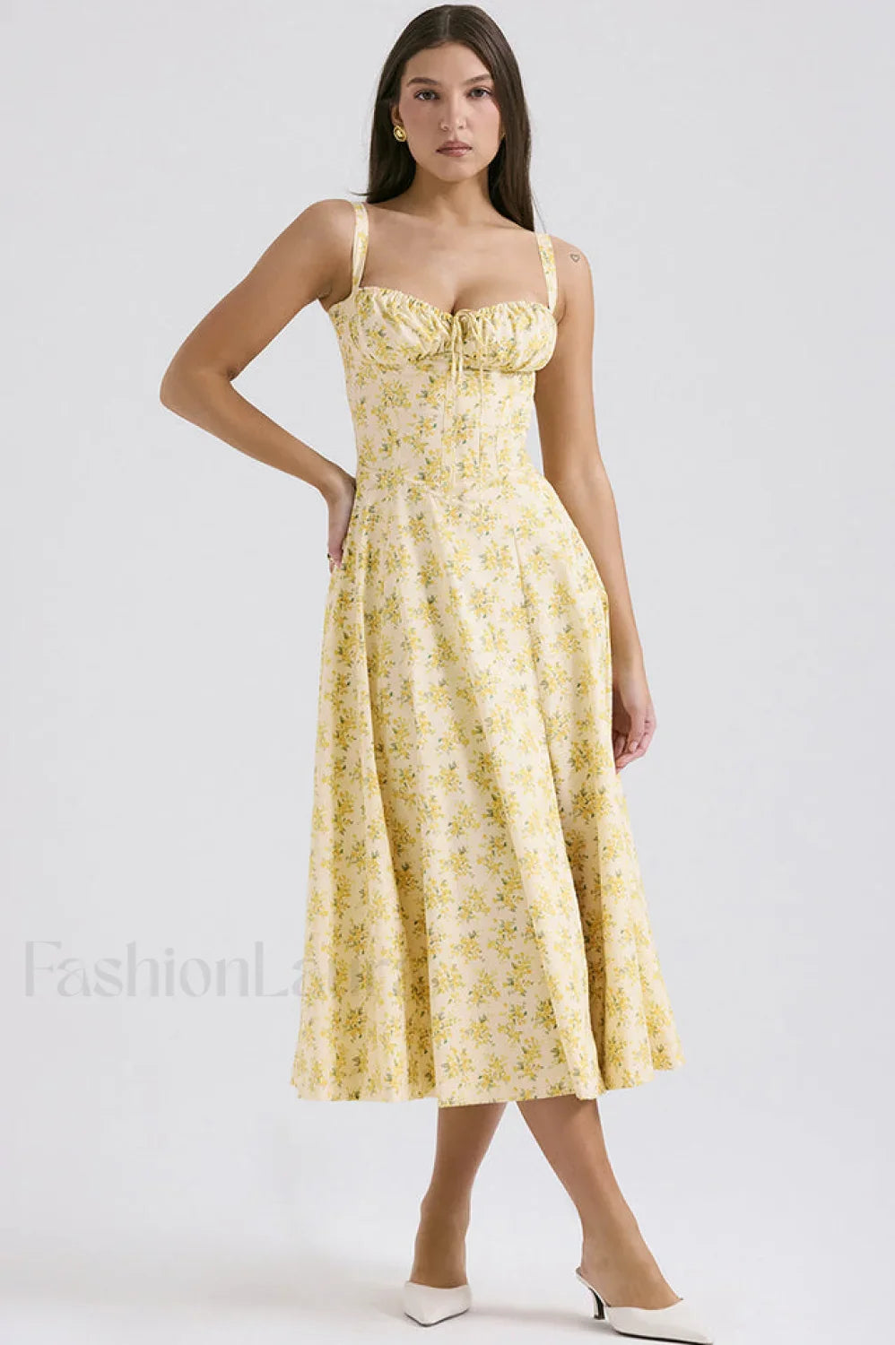 Carmen Elegant Bustier Sundress XS / Buttercup Vintage Floral Print