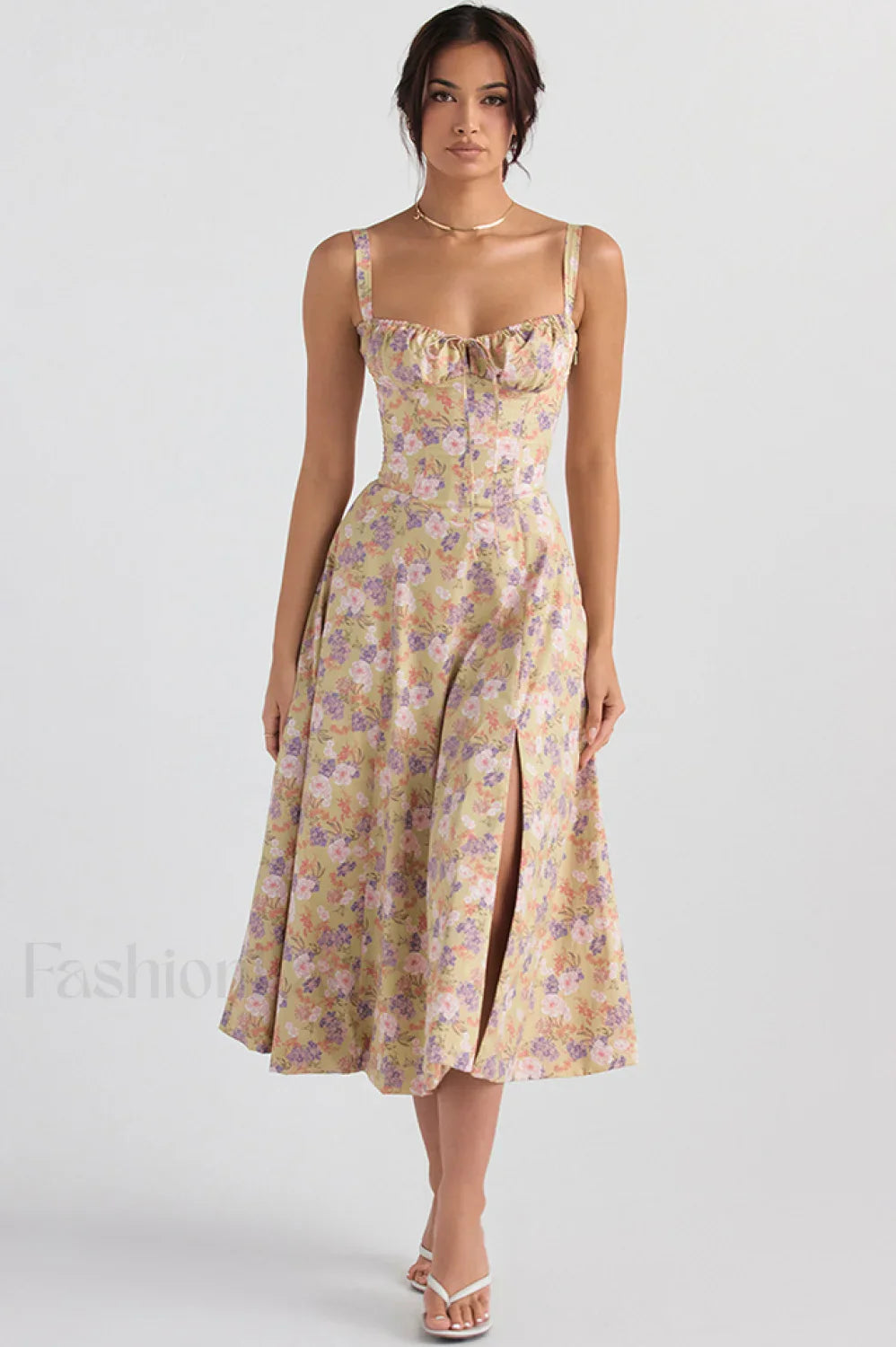Carmen Elegant Bustier Sundress XS / Peony Print