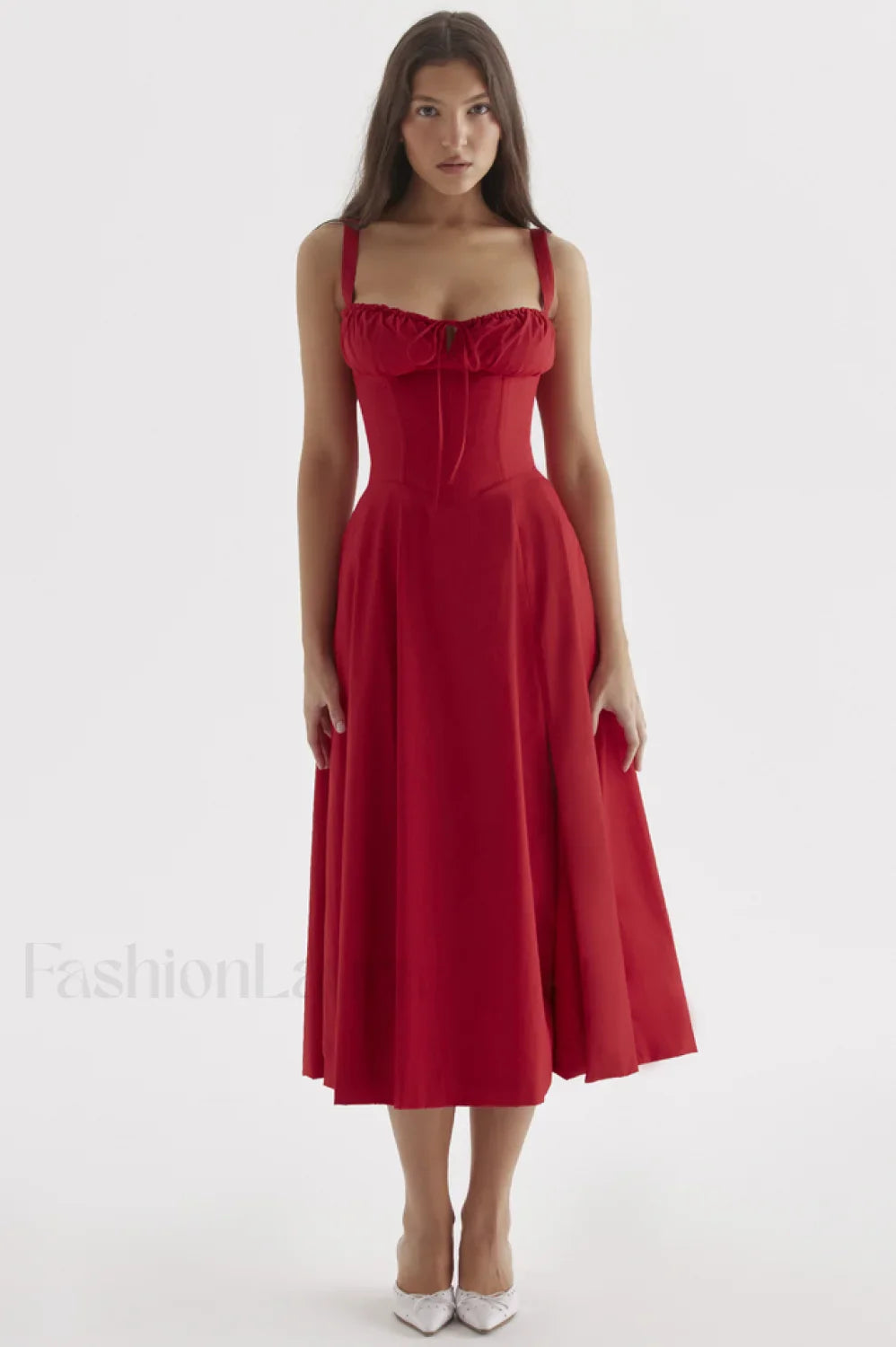 Carmen Elegant Bustier Sundress XS / Red Rose
