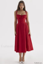 Carmen Elegant Bustier Sundress XS / Red Rose