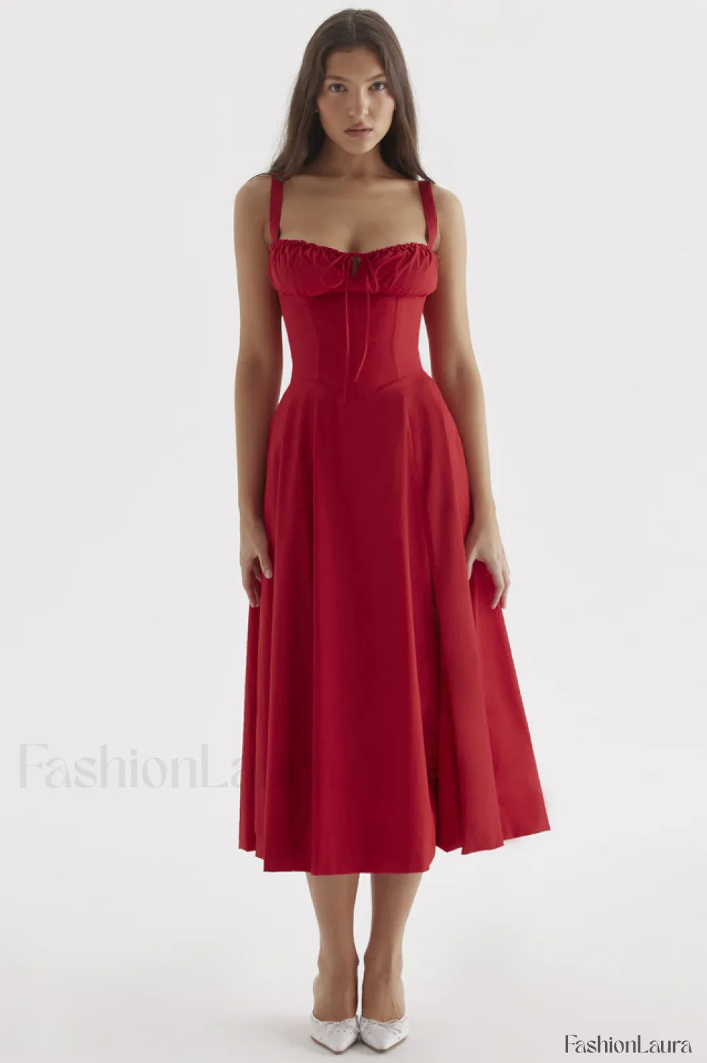 Carmen Elegant Bustier Sundress XS / Red Rose