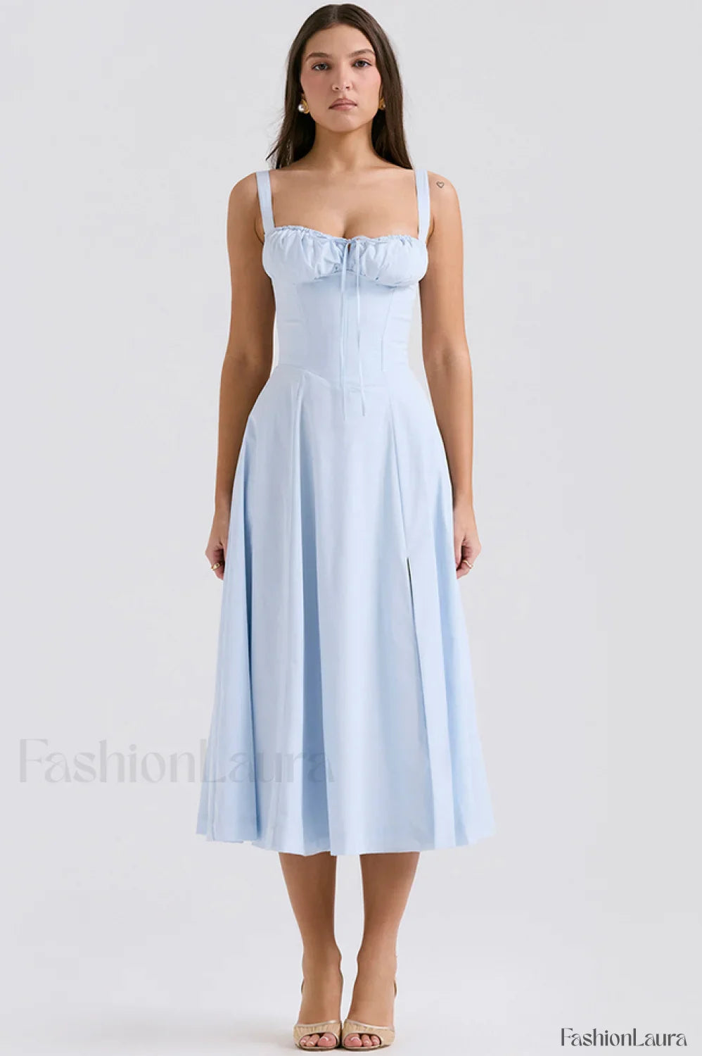Carmen Elegant Bustier Sundress XS / Soft Blue
