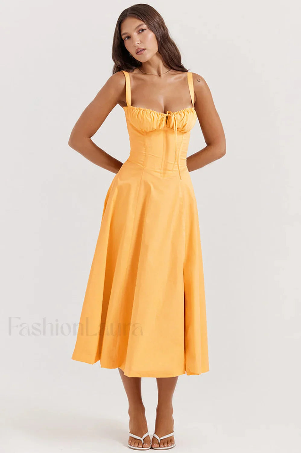 Carmen Elegant Bustier Sundress XS / Tangerine