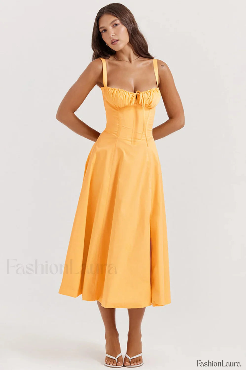 Carmen Elegant Bustier Sundress XS / Tangerine