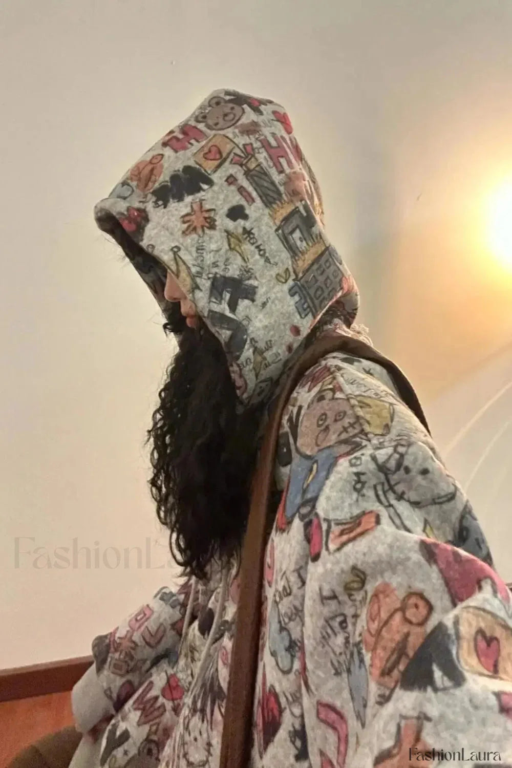 Cartoon Graffiti Full Print Zipper Hoodie