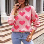 Cartoon Reindeer Print Christmas Sweater Warm Long Sleeves Christmas Sweaters L