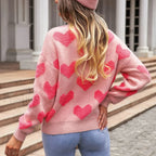 Cartoon Reindeer Print Christmas Sweater Warm Long Sleeves Christmas Sweaters L