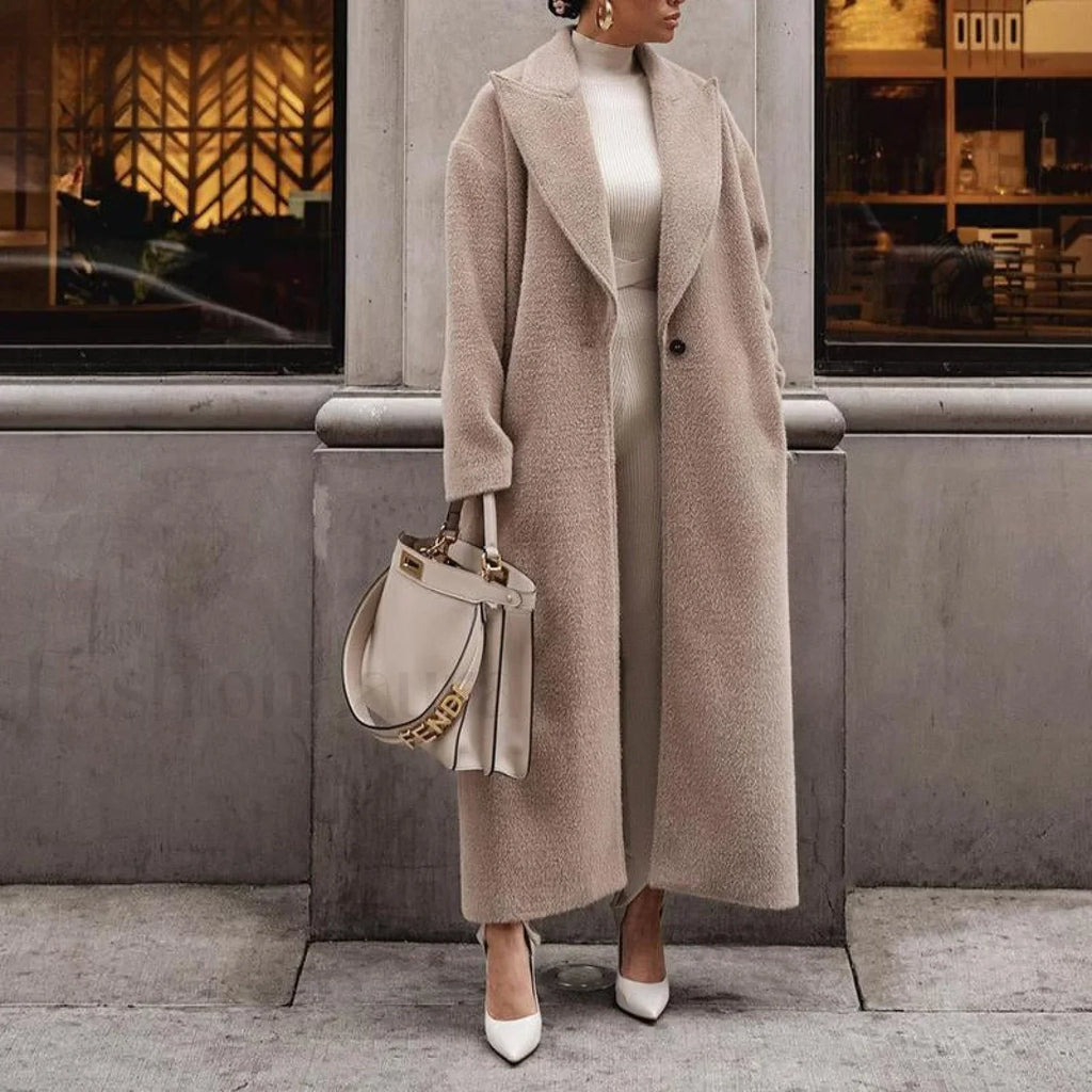 Cashmere Languid Elegant Commuting Thin Warm Mid length Overcoats