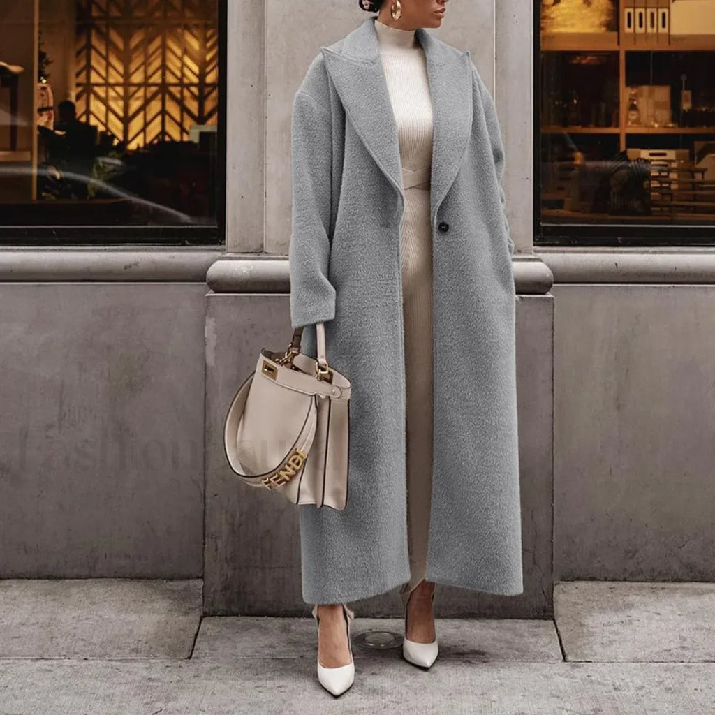 Cashmere Languid Elegant Commuting Thin Warm Mid length Overcoats GRAY / S
