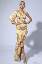 Cassidy One Shoulder Charming Floral Maxi Dress