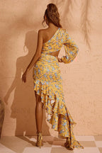 Cassidy One Shoulder Charming Floral Maxi Dress