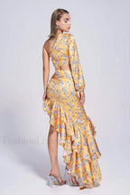 Cassidy One Shoulder Charming Floral Maxi Dress