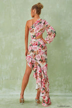 Cassidy One Shoulder Charming Floral Maxi Dress