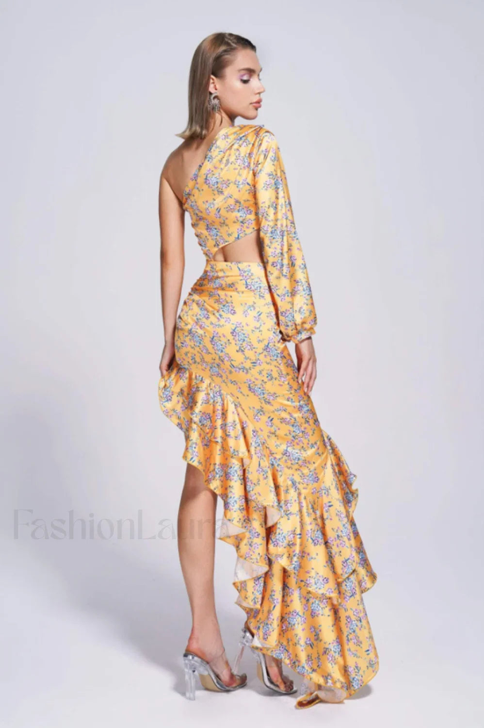 Cassidy One Shoulder Charming Floral Maxi Dress