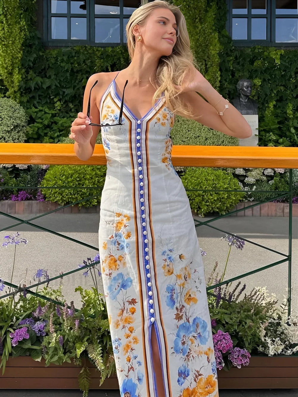 Casual Floral Printed Halter Long Dress Dresses