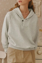 Casual Long Sleeve Cotton Pullover Hoodie Grey / S