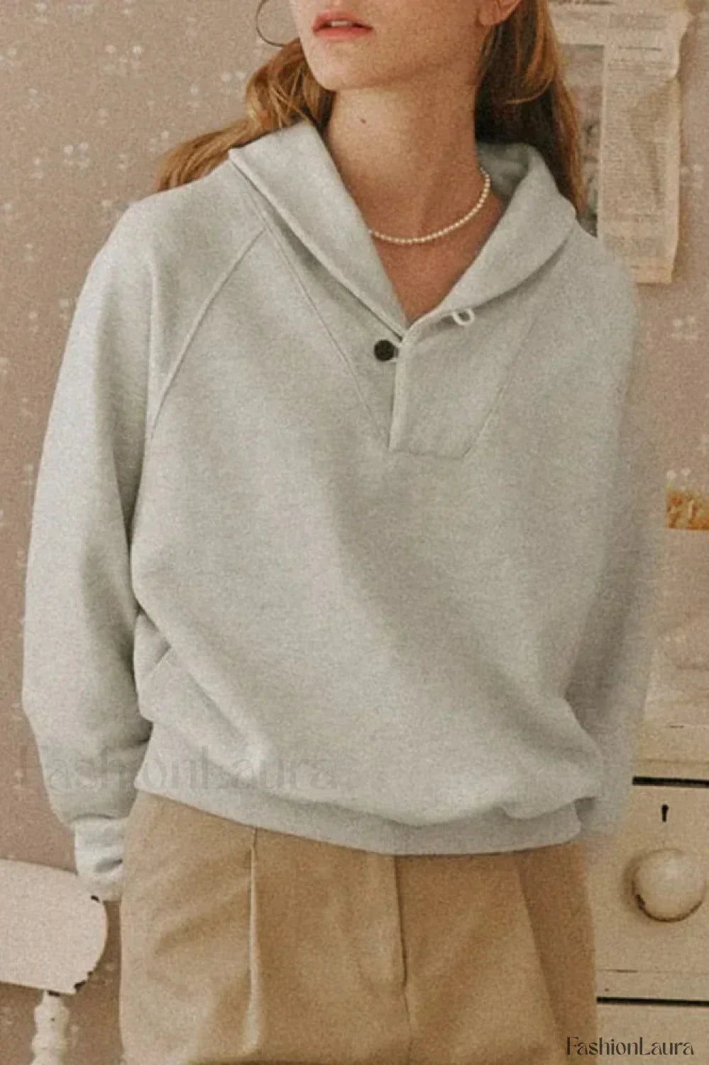 Casual Long Sleeve Cotton Pullover Hoodie Grey / S