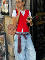 Casual Long Sleeves Loose Warm Christmas Sweater CORAL RED / S Christmas Sweaters L