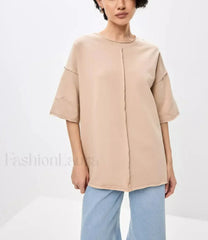 Casual Oversized Cotton Pink T Shirt