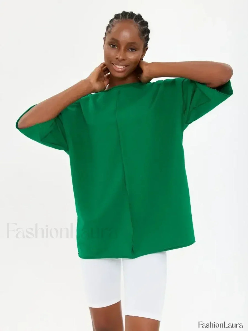 Casual Oversized Cotton Pink T Shirt Green / M