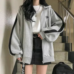 Casual Oversized Streetwear Hooded Hoody Grey / S Sweatshirts & Hoodies L