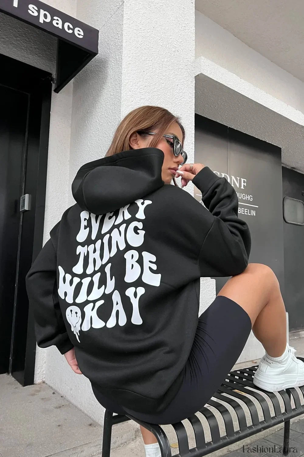 Casual Pocket Hooded Hoodie Black / S