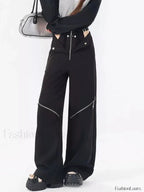 Casual Retro Black Cargo Pants for Halloween Gatherings