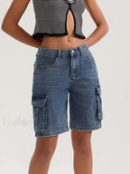 Casual Summer Denim Mid Rise Button Jeans Short