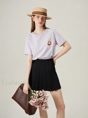 Cat Embroidered Korean Loose T Shirt