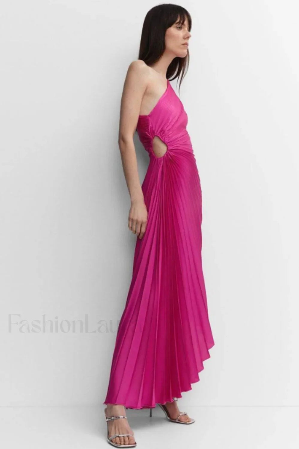 Catalina One Shoulder Charming Pleated Satin Dress