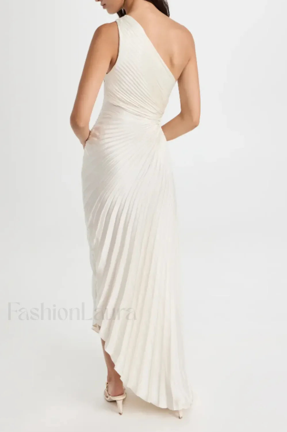Catalina One Shoulder Charming Pleated Satin Dress