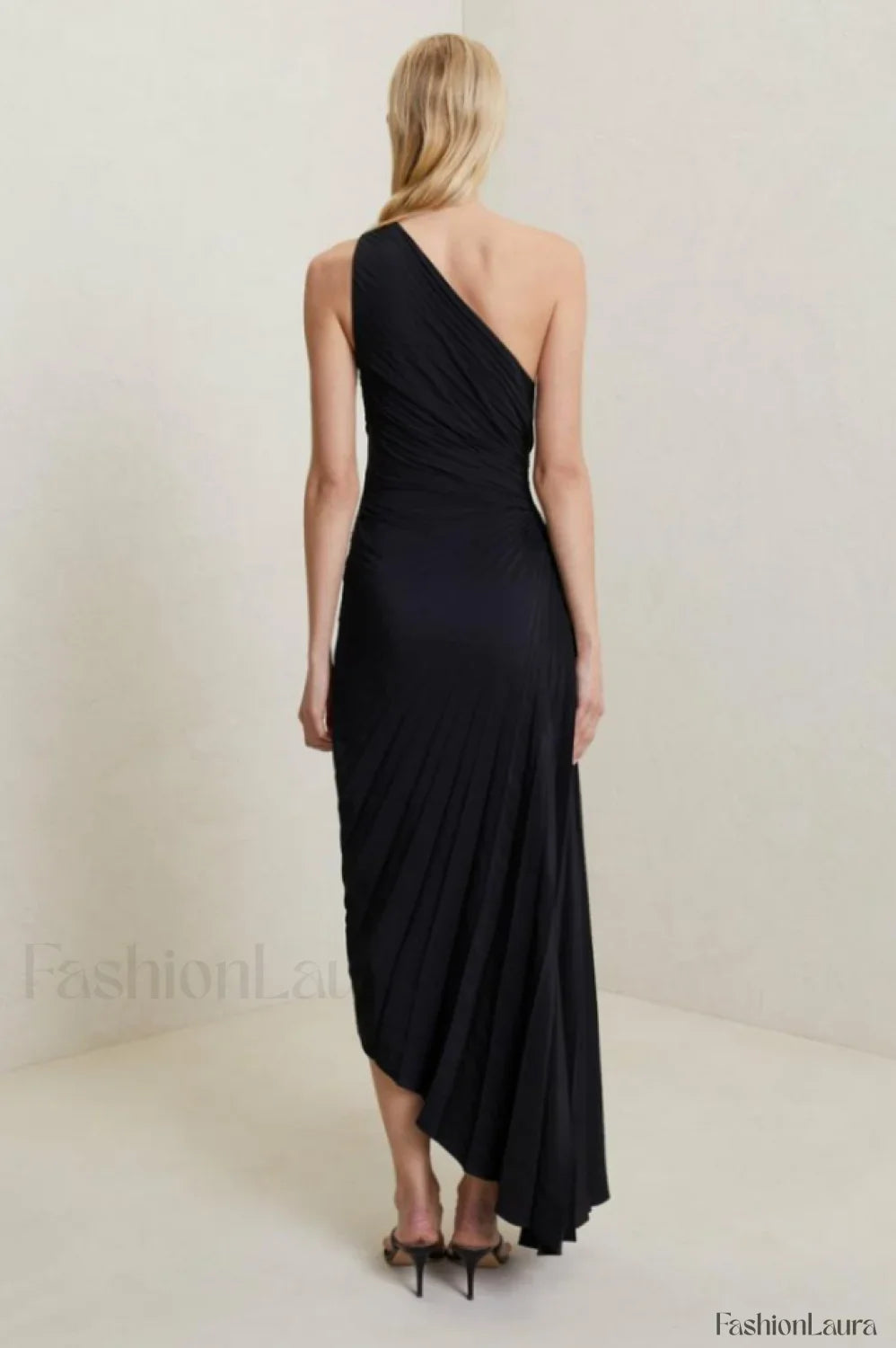 Catalina One Shoulder Charming Pleated Satin Dress