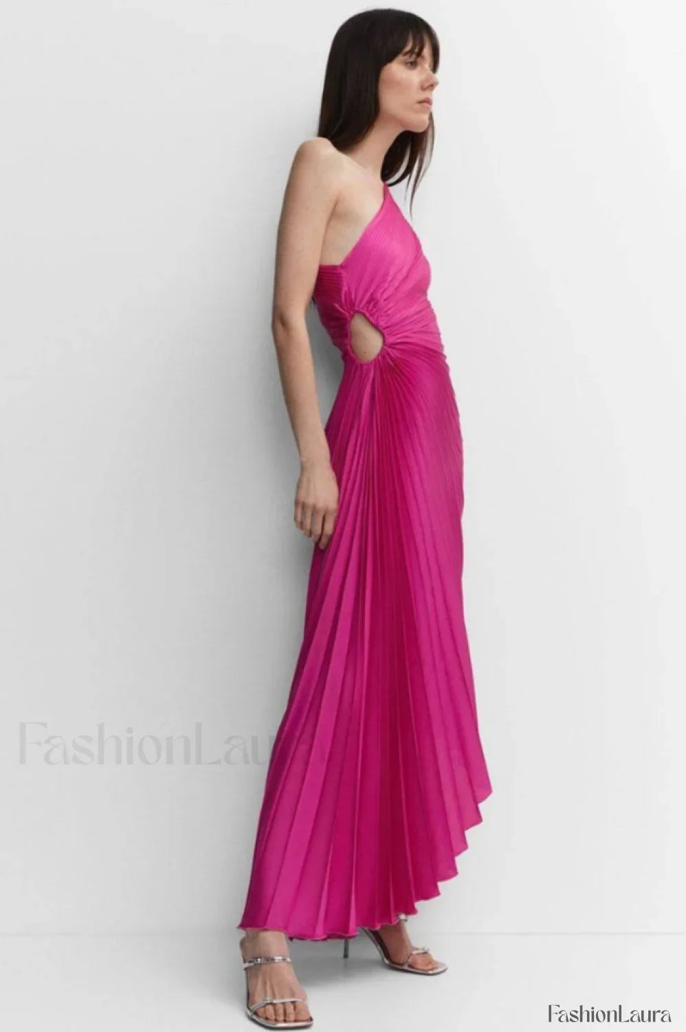 Catalina One Shoulder Charming Pleated Satin Dress
