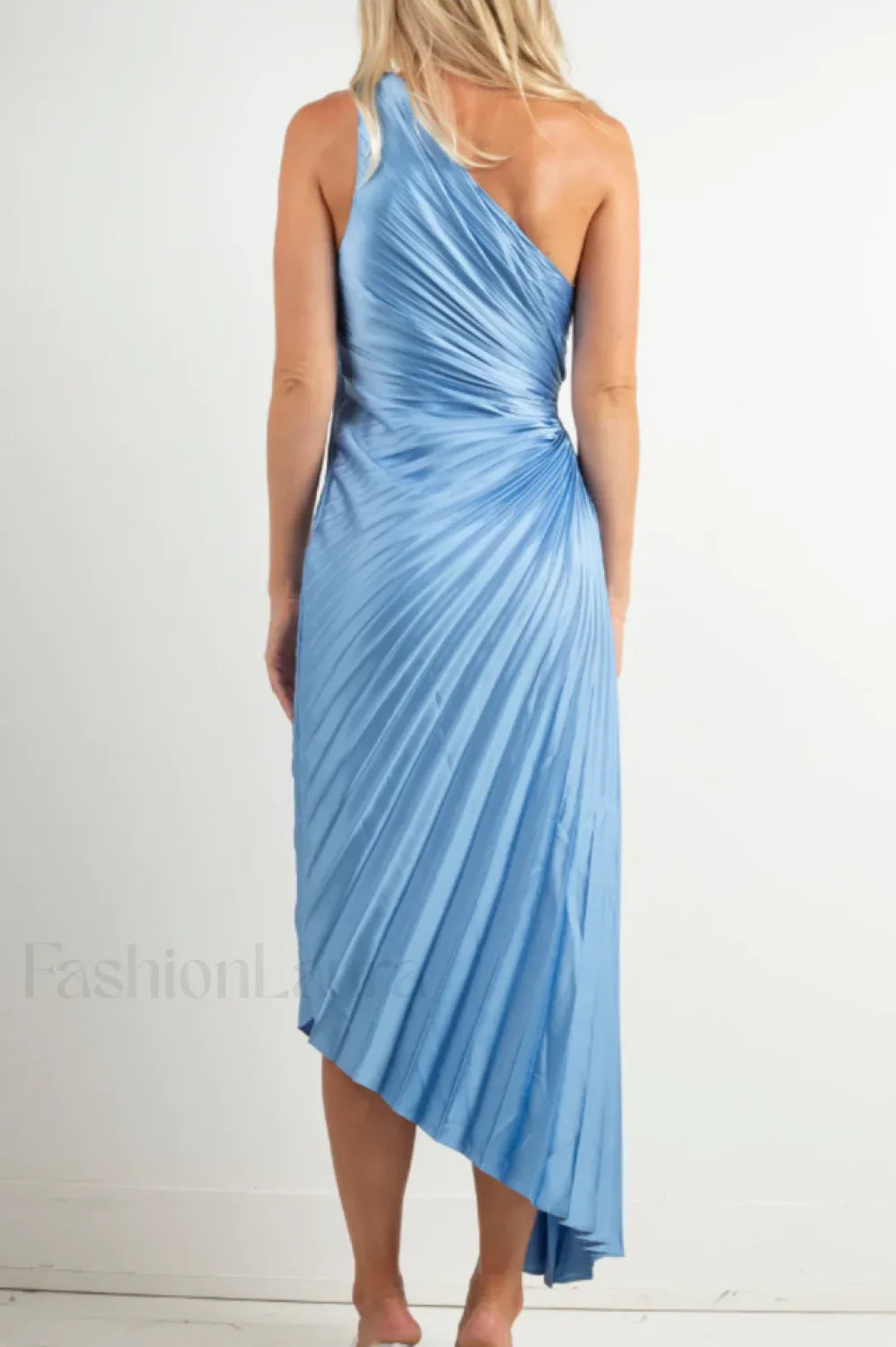 Catalina One Shoulder Charming Pleated Satin Dress