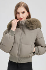 Plush Hooded Faux Fur Collar Puffer Jacket