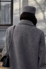 Button Detail Wool Blend Overcoat