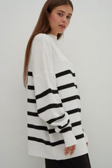 Minimalist Loose Color Block Striped Knit Sweater